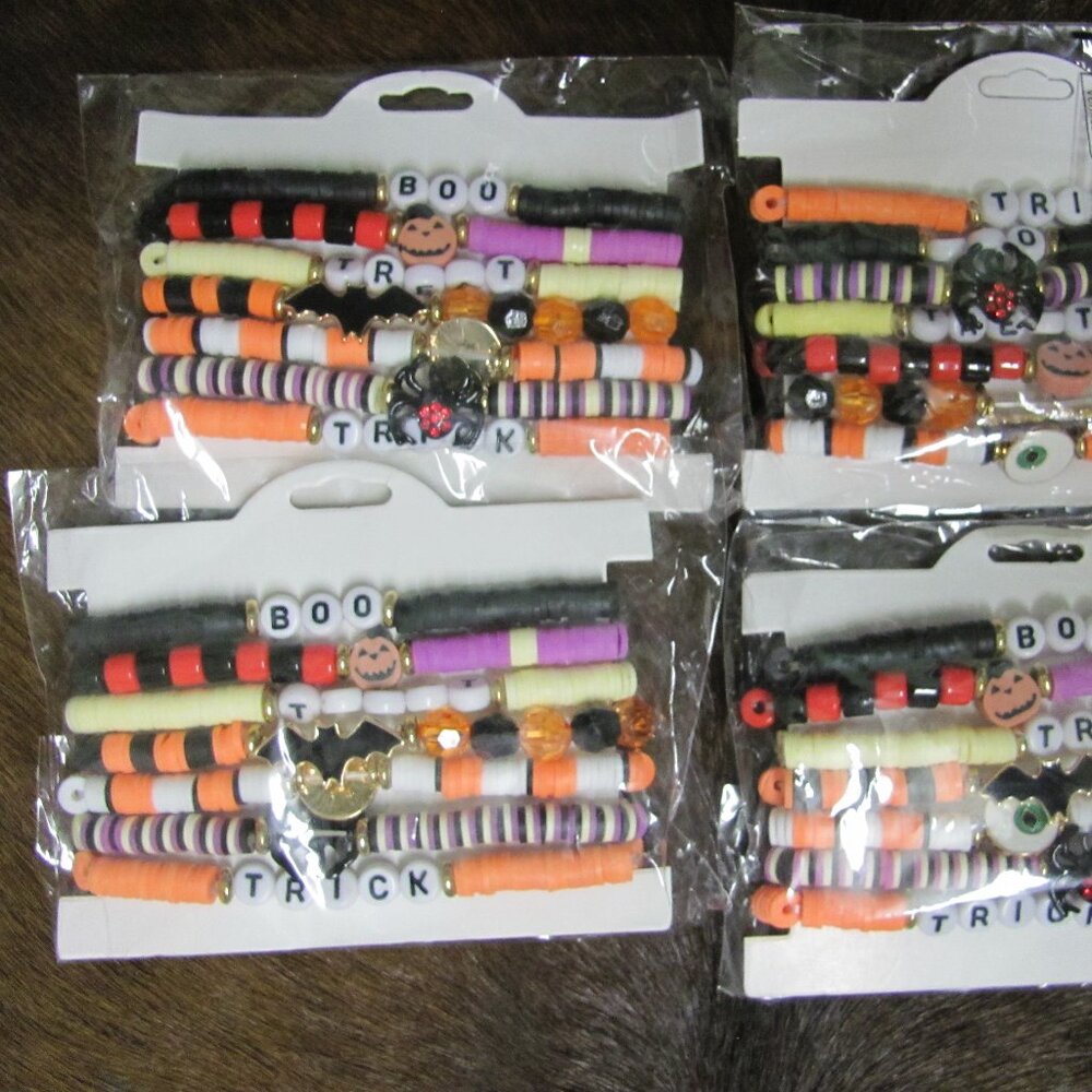 Boo + Treat Halloween Stretchy Bracelet Set SET OF 7 BRACELETS Nip